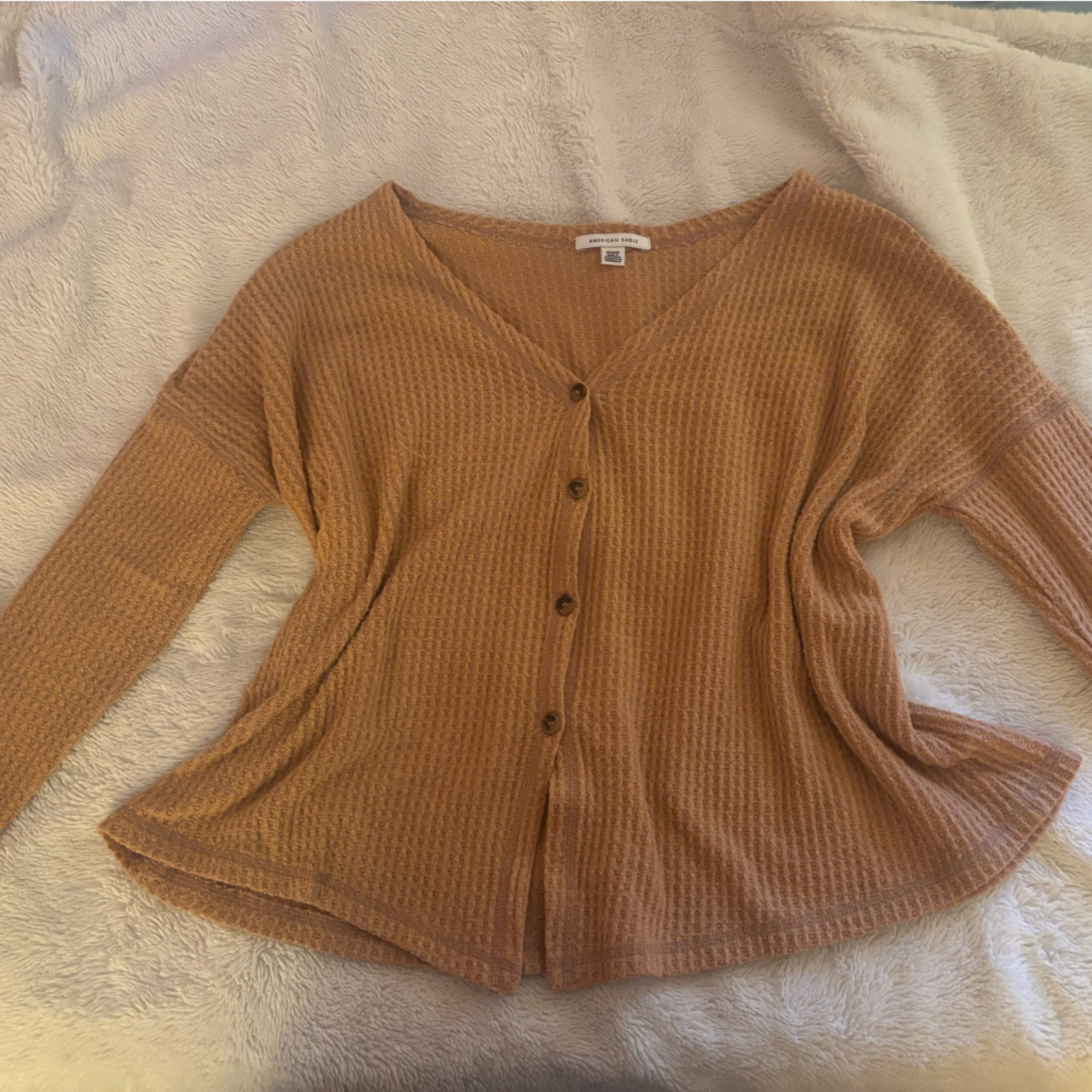 American Eagle Outfitters Tan Button-Up Cardigan